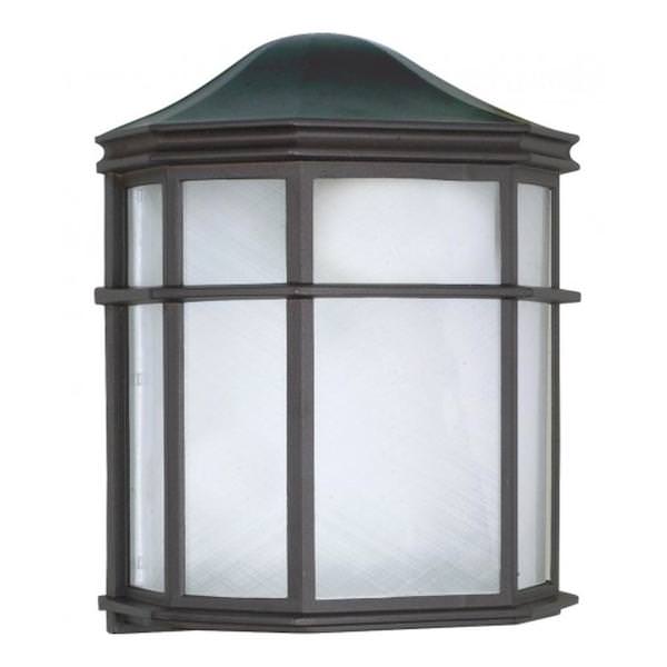1 Light 8" Textured Black White Linen Acrylic Lens Cage Wall Lantern Light Fixture