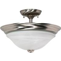 View 2 Light Brushed Nickel Alabaster Glass Shade Ceiling Light Fixture