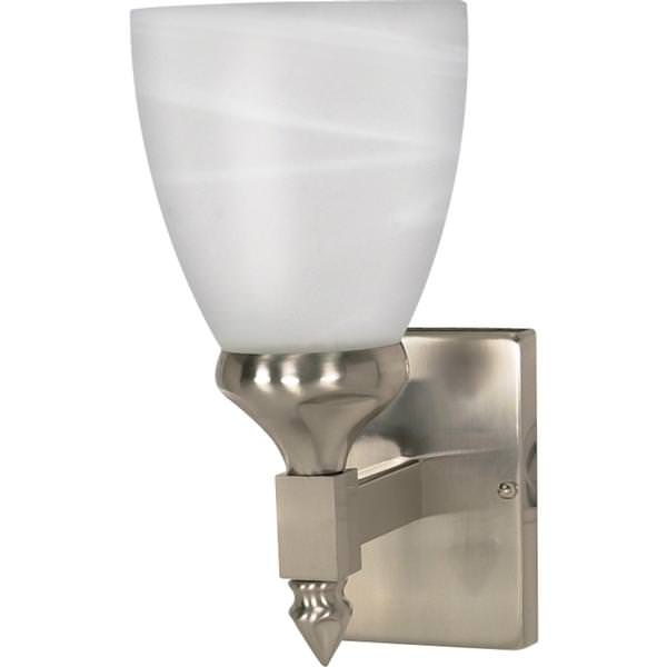 1 Light Brushed Nickel Alabaster Glass Shade Vanity Light Fixture