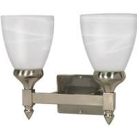 View 2 Light Brushed Nickel Alabaster Glass Shades Vanity Light Fixture