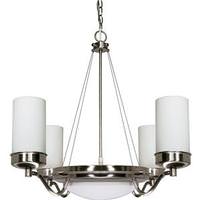View 6 Light Brushed Nickel White Opal Glass Shades Chandelier Light Fixture