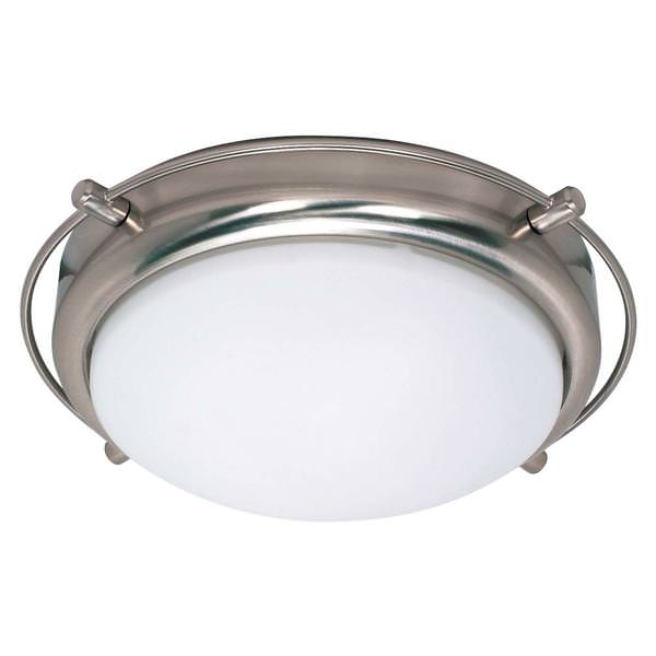 2 Light Brushed Nickel White Opal Glass Shade Ceiling Light Fixture