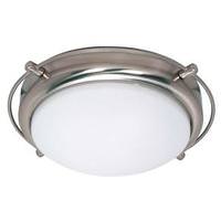 View 2 Light Brushed Nickel White Opal Glass Shade Ceiling Light Fixture