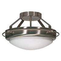 View 2 Light Brushed Nickel White Opal Glass Shade Ceiling Light Fixture