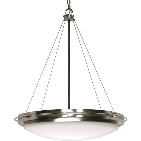 3 Light Brushed Nickel White Opal Glass Shade Pendant Light Fixture