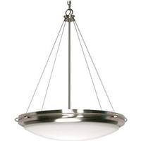 View 3 Light Brushed Nickel White Opal Glass Shade Pendant Light Fixture