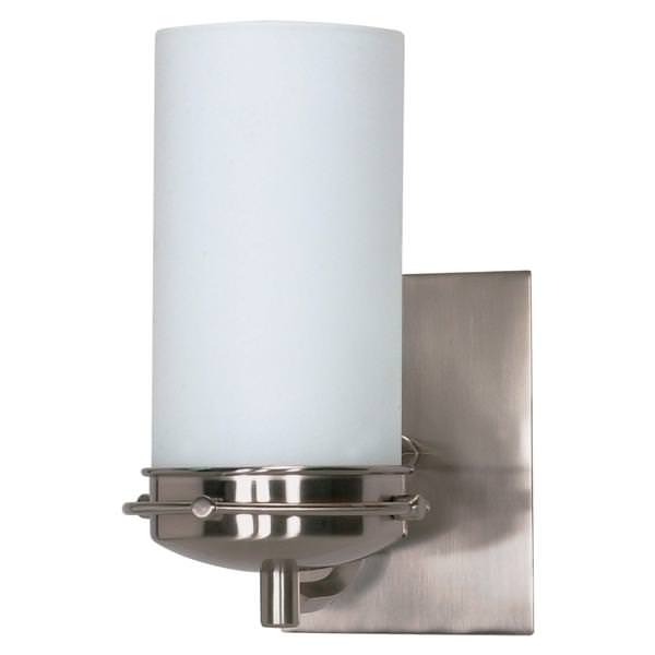 1 Light Brushed Nickel White Opal Glass Shades Vanity Light Fixture