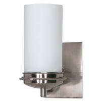 View 1 Light Brushed Nickel White Opal Glass Shades Vanity Light Fixture