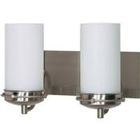 View 2 Light Brushed Nickel White Opal Glass Shades Vanity Light Fixture