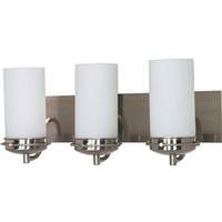 View 3 Light Brushed Nickel White Opal Glass Shades Vanity Light Fixture