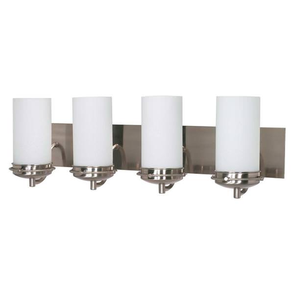 4 Light Brushed Nickel White Opal Glass Shades Vanity Light Fixture