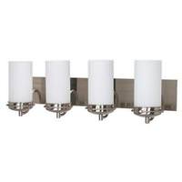 View 4 Light Brushed Nickel White Opal Glass Shades Vanity Light Fixture