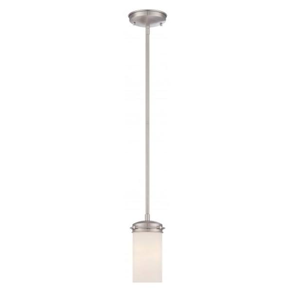 1 Light Brushed Nickel White Opal Glass Shade Mini Pendant Light Fixture