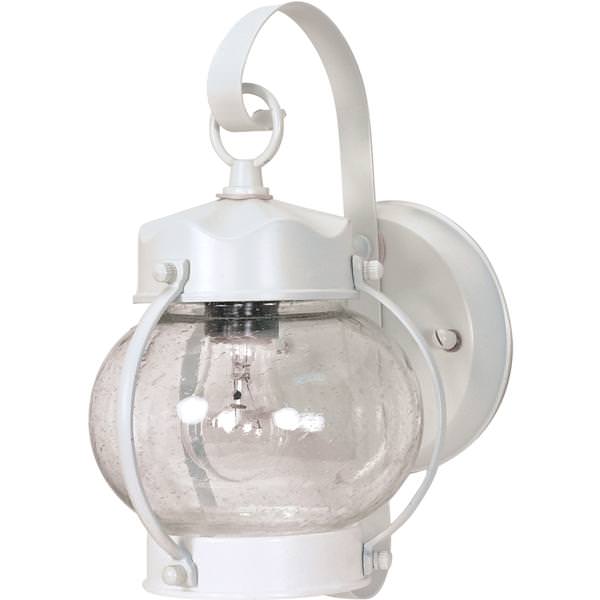 1 Light 11" White Clear Seeded Glass Shade Onion Wall Lantern Light Fixture