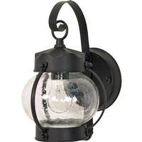Nuvo Lighting 1 Light 11" Textured Black Clear Seeded Glass Shade Onion Wall Lantern Light Fixture