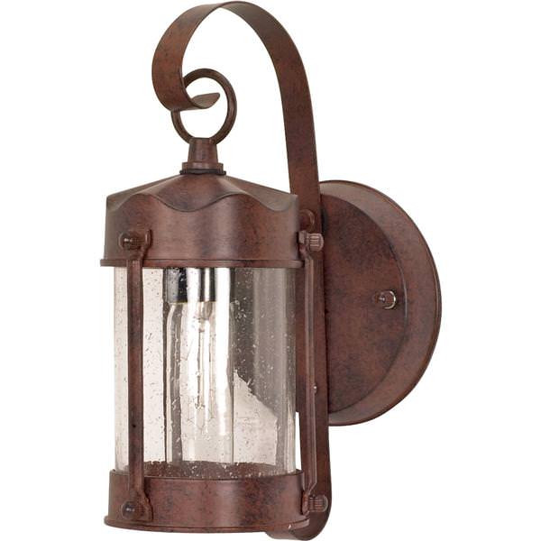 1 Light 11" Old Bronze Clear Seeded Glass Shade Outdoor Wall Light Fixture