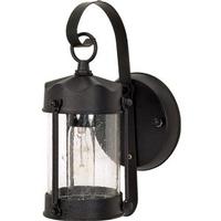 Nuvo Lighting 1 Light 11" Textured Black Clear Seeded Glass Shade Outdoor Wall Light Fixture