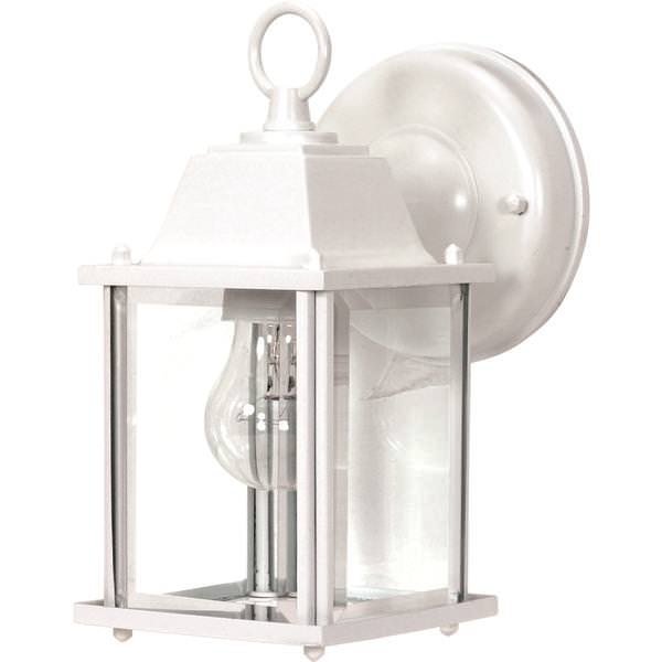 1 Light 9" White Clear Beveled Glass Shade Wall Lantern Light Fixture