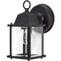 Nuvo Lighting 1 Light 9" Textured Black Clear Beveled Glass Shade Wall Lantern Light Fixture