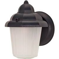 Nuvo Lighting 1 Light 9" Textured Black Satin Frosted Glass Shade Wall Lantern Light Fixture