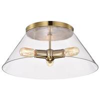 Nuvo Lighting 3 Light Large Vintage Brass/Clear Glass Ceiling Light Fixture