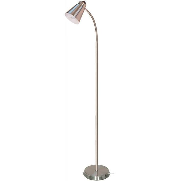1 Light Brushed Nickel Gooseneck Floor Lamp