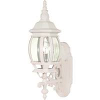 View 1 Light 20" White Clear Beveled Glass Panels Outdoor Wall Lantern Light Fixture