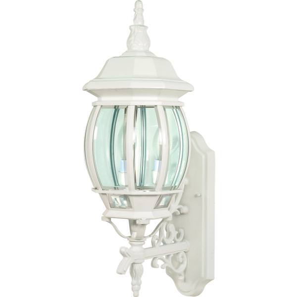 3 Light 23" White Clear Beveled Glass Panels Wall Lantern Light Fixture