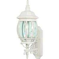 View 3 Light 23" White Clear Beveled Glass Panels Wall Lantern Light Fixture