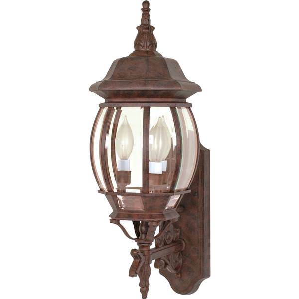 3 Light 23" Old Bronze Clear Beveled Glass Panels Outdoor Wall Lantern Light Fixture