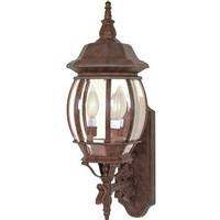 View 3 Light 23" Old Bronze Clear Beveled Glass Panels Outdoor Wall Lantern Light Fixture