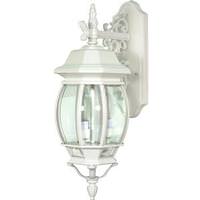 View 3 Light 23" White Clear Beveled Glass Panels Outdoor Wall Lantern Light Fixture