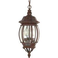 View 3 Light 20" Old Bronze Clear Beveled Glass Panels Hanging Lantern Light Fixture