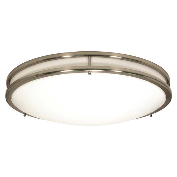 3 Light 13" Round Brushed Nickel White Plastic Shade Ceiling Light Fixture