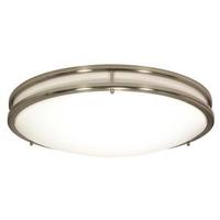 View 3 Light 13" Round Brushed Nickel White Plastic Shade Ceiling Light Fixture