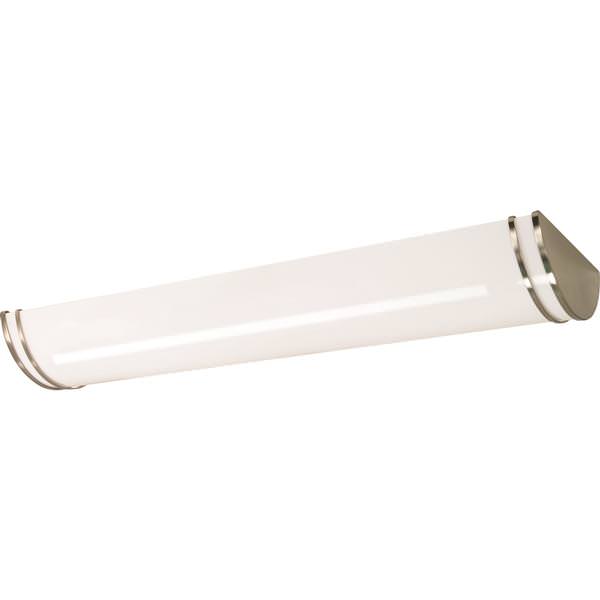 3 Light Brushed Nickel White Plastic Shade Ceiling Light Fixture
