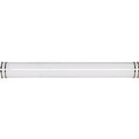 View 2 Light Brushed Nickel White Plastic Shade Vanity Light Fixture