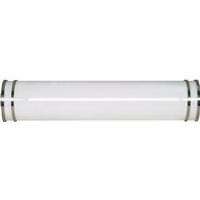 View 2 Light Brushed Nickel White Plastic Shade Vanity Light Fixture