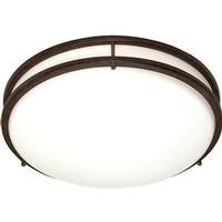 View 3 Light 17" Round Old Bronze White Plastic Shade Ceiling Light Fixture