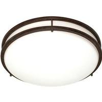 View 3 Light 24" Round Old Bronze White Plastic Shade Ceiling Light Fixture