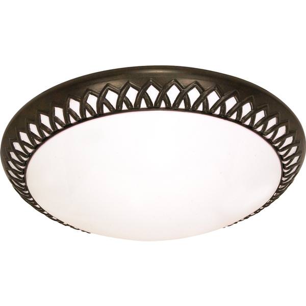 3 Light 17" Round Old Bronze White Plastic Shade Ceiling Light Fixture