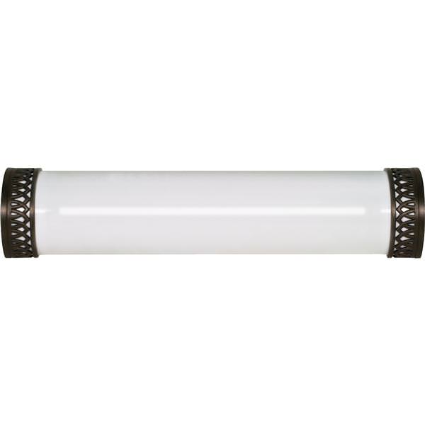 2 Light Old Bronze White Plastic Shade Wall Sconce Light Fixture