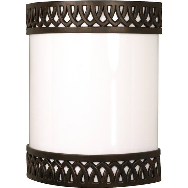 1 Light Old Bronze White Plastic Shade Wall Sconce Light Fixture