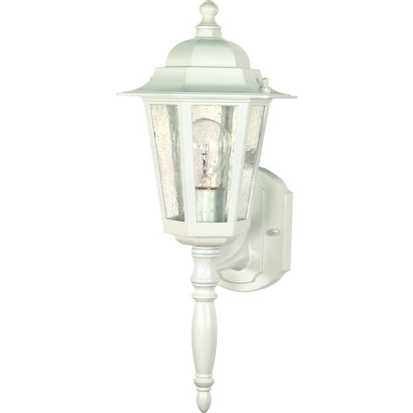 1 Light 18" White Clear Seeded Glass Shade Outdoor Wall Lantern Light Fixture