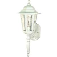 View 1 Light 18" White Clear Seeded Glass Shade Outdoor Wall Lantern Light Fixture