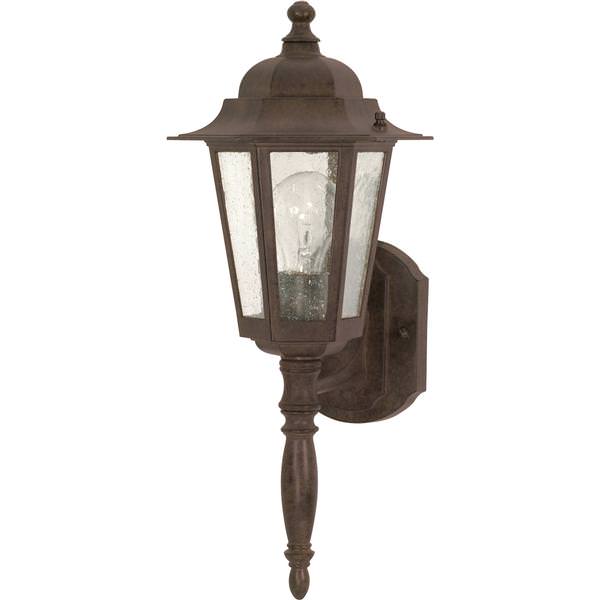 1 Light 18" Old Bronze Clear Seeded Glass Shade Outdoor Wall Lantern Light Fixture