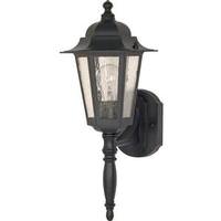 View 1 Light 18" Textured Black Clear Seeded Glass Shade Outdoor Wall Lantern Light Fixture