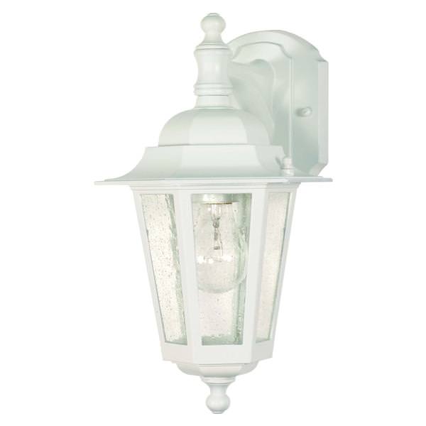 1 Light 13" White Clear Seeded Glass Shade Outdoor Wall Lantern Light Fixture