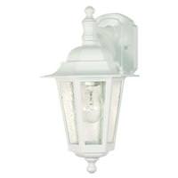 View 1 Light 13" White Clear Seeded Glass Shade Outdoor Wall Lantern Light Fixture