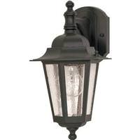 View 1 Light 13" Textured Black Clear Seeded Glass Shade Outdoor Wall Lantern Light Fixture